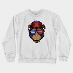 Cool Monkey Head with USA Sunglasses Crewneck Sweatshirt